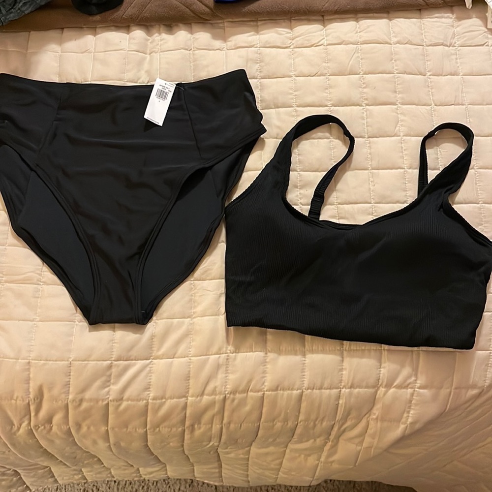 High waist swim bottoms with sports swim top